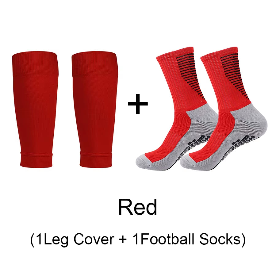 1 Set of High Elasticity Shin Guards Football Leg Cover Non-Slip Soccer Tennis Basketball Sport Socks Grip Cycling Riding Socks