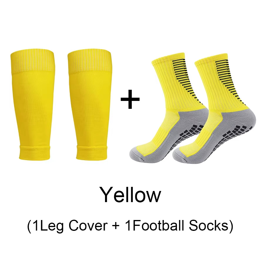 1 Set of High Elasticity Shin Guards Football Leg Cover Non-Slip Soccer Tennis Basketball Sport Socks Grip Cycling Riding Socks