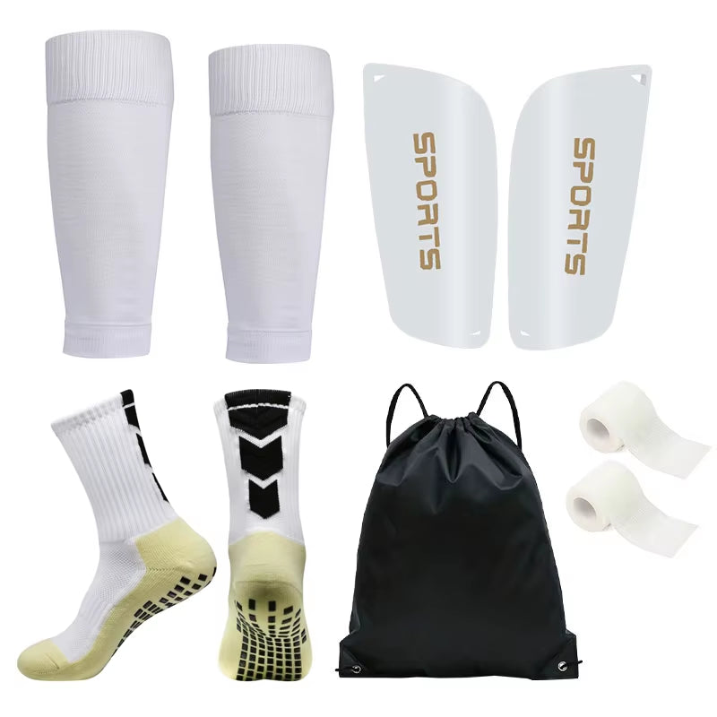5PCS Set Drawstring Ball Bag Football Sock Men Women Leg Guards Shin Pad for Sports Training Leg Cover Grip Soccer Socks Bandage