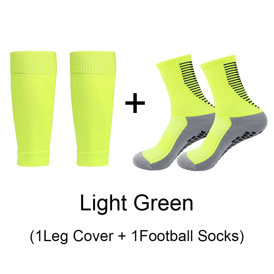 1 Set of High Elasticity Shin Guards Football Leg Cover Non-Slip Soccer Tennis Basketball Sport Socks Grip Cycling Riding Socks