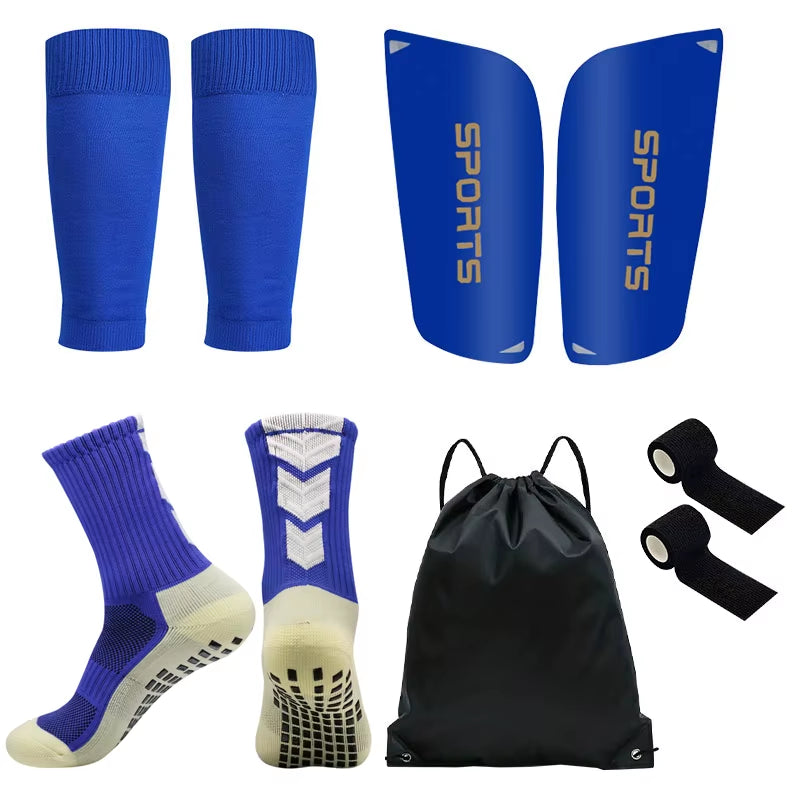 5PCS Set Drawstring Ball Bag Football Sock Men Women Leg Guards Shin Pad for Sports Training Leg Cover Grip Soccer Socks Bandage
