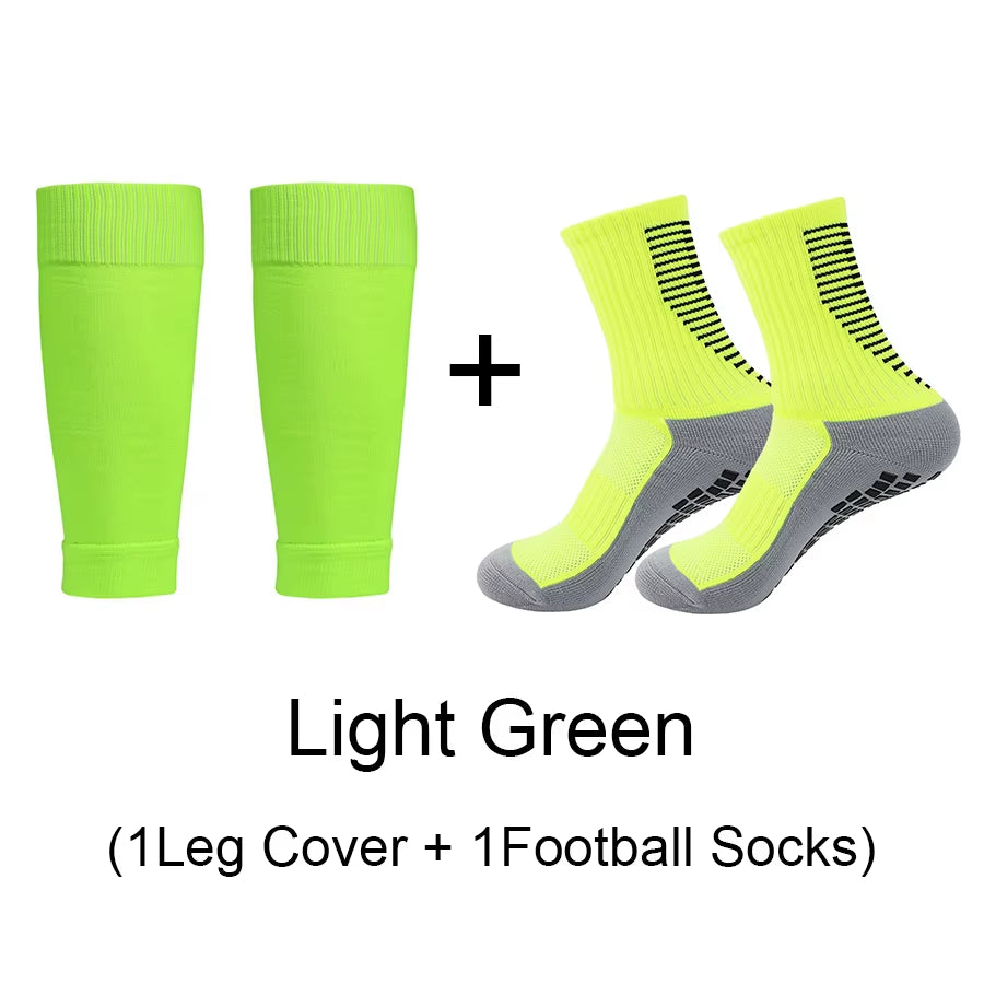 1 Set of High Elasticity Shin Guards Football Leg Cover Non-Slip Soccer Tennis Basketball Sport Socks Grip Cycling Riding Socks