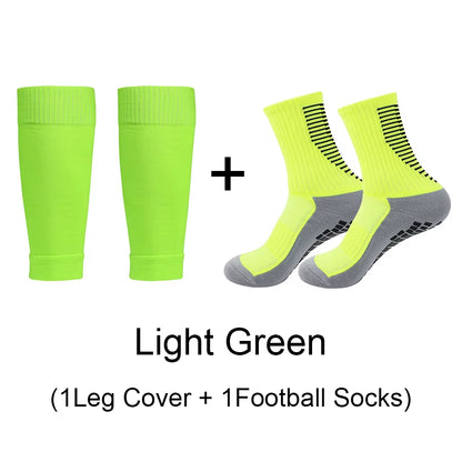 1 Set of High Elasticity Shin Guards Football Leg Cover Non-Slip Soccer Tennis Basketball Sport Socks Grip Cycling Riding Socks