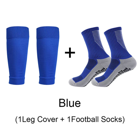 1 Set of High Elasticity Shin Guards Football Leg Cover Non-Slip Soccer Tennis Basketball Sport Socks Grip Cycling Riding Socks
